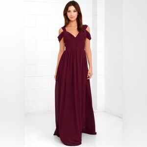 NWT Lulu’s Make Me Move Burgundy Maxi Bridesmaid Formal Chiffon Dress Womens XL